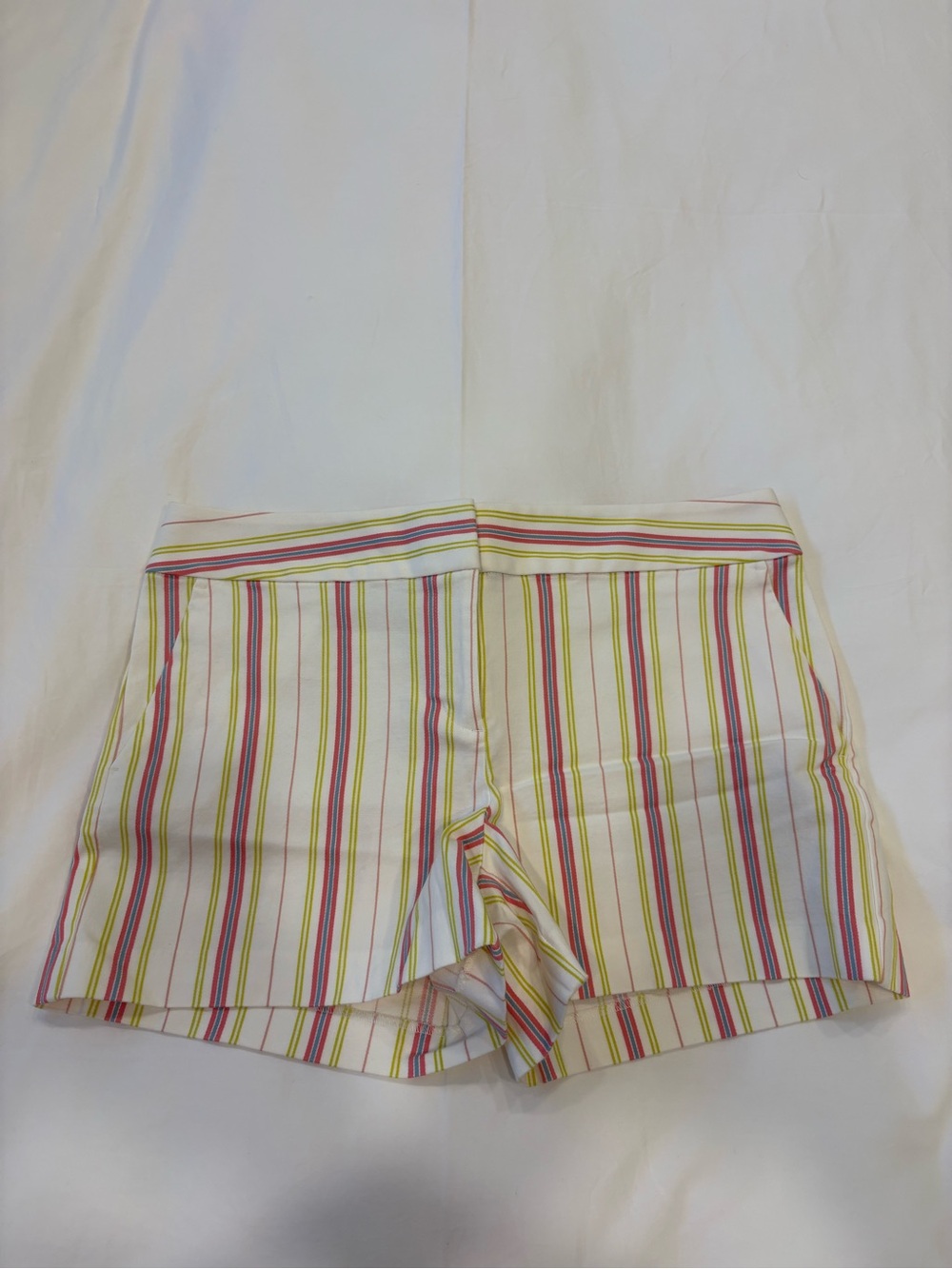 LOFT White Shorts with Pink & Green Stripes